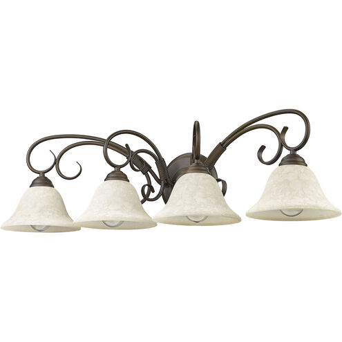 Homestead 4 Light 32 inch Rubbed Bronze Bath Vanity Wall Light in Tea Stone Glass